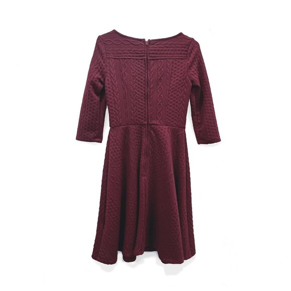 Modcloth Maroon Cable Knit Dress Size Small, 3/4 sleeve - Picture 3 of 13